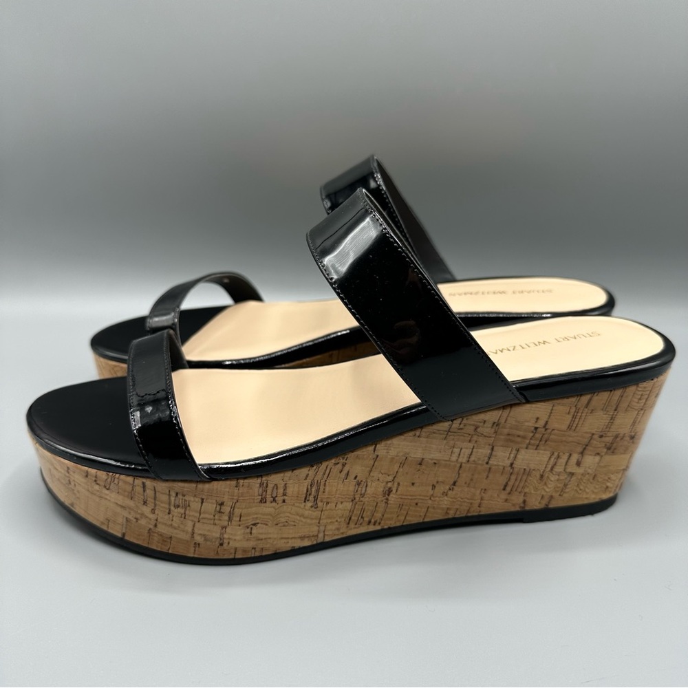 Stuart Weitzman Boardwalk Leather Sandals Flat Cork Wedge Women's Sz 10B